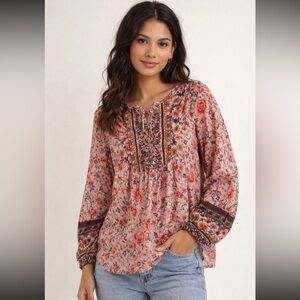 Kaywide Boho Pink Floral Pullover Size Medium
